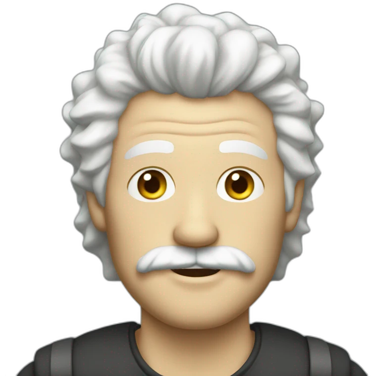 White male with moustache and crazy white hair emoji