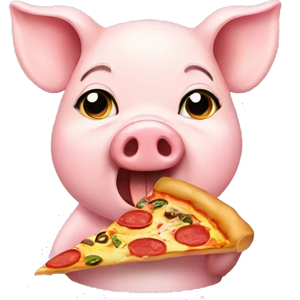 Pig eating pizza emoji