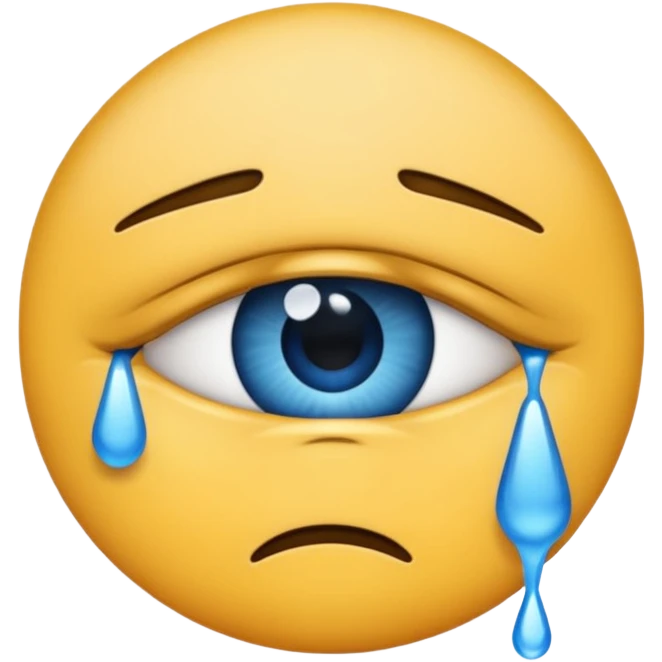 🙁 emoji with tear coming down eye emoji