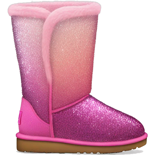 Ombre Pink Ugg Boots with Pink Fur and Glitter emoji