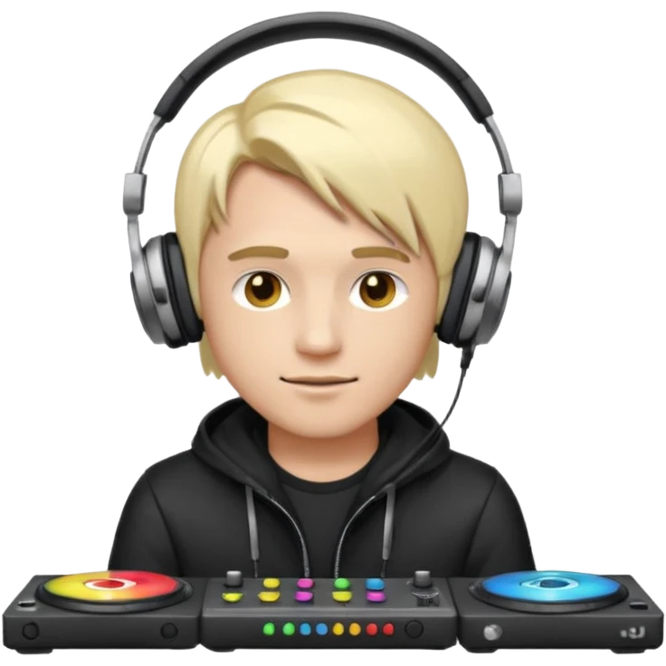эмодзи парень диджей молодой с диджейский пультом красивый парень со светлыми волосами  emoji