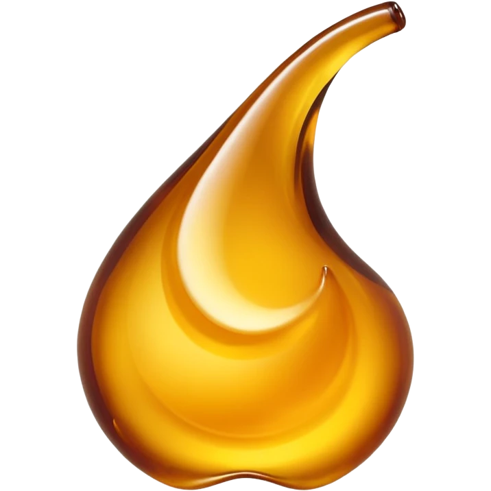 small glossy swirl or drip of thick amber-colored syrup with smooth flowing texture and rich golden sheen, surface catches light with subtle highlights, suggesting sweetness and viscosity, no jar spoon or garnish, apple emoji style, soft lighting, subtle shadows, transparent background, emoji scale emoji
