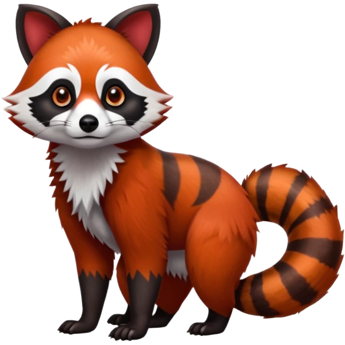 Realistic cool edgy 4-legged quadrupedal Red-Panda-Lemur-Raccoon-Dog-Red-Fox-animal-fusion-hybrid, Full body emoji