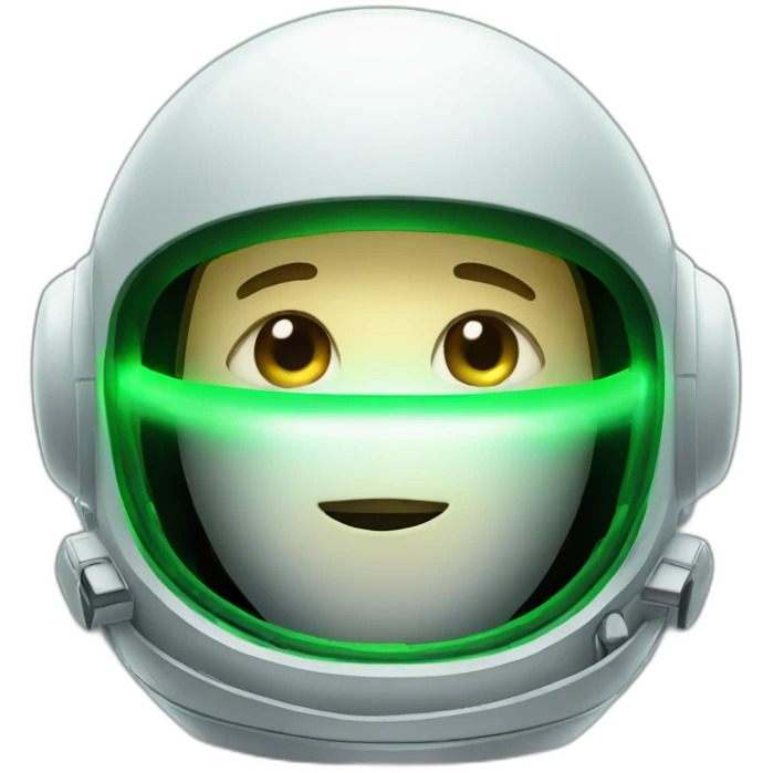 astronaut with helmet and no face with two green lights like eyes emoji
