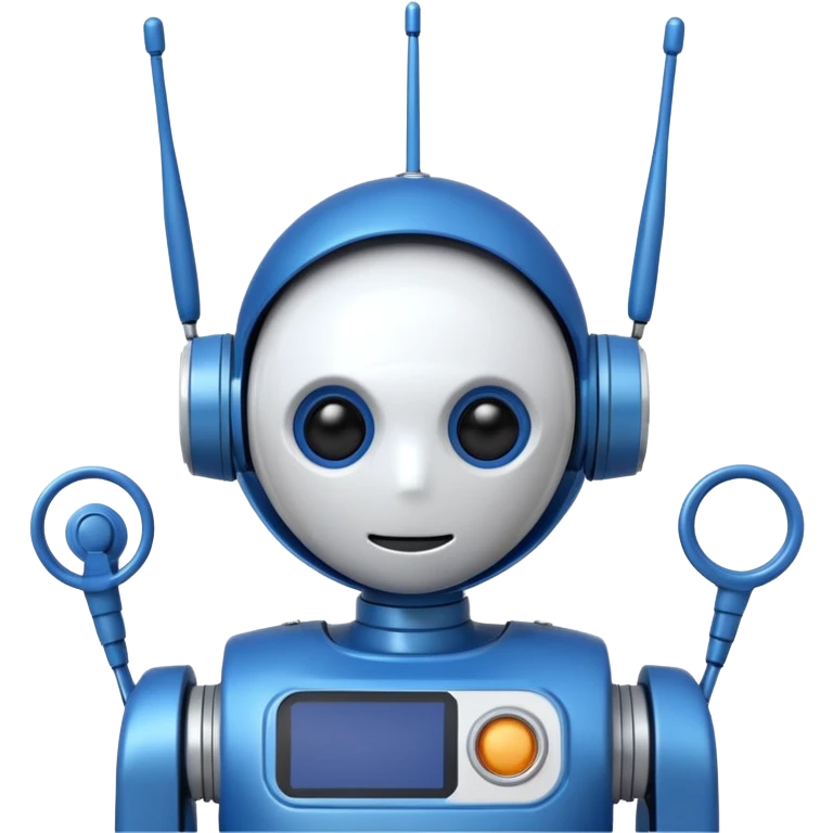 tête de robot cosmonaute bleu marine et blanc avec une antenne emoji
