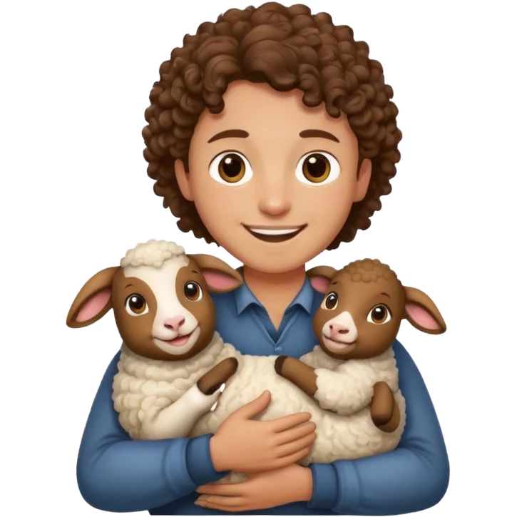 ["Medium-skin shepherd with curly brown hair, holding a lamb."] emoji