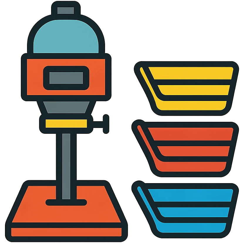 Film photography darkroom equipment with developing trays and photo enlarger emoji