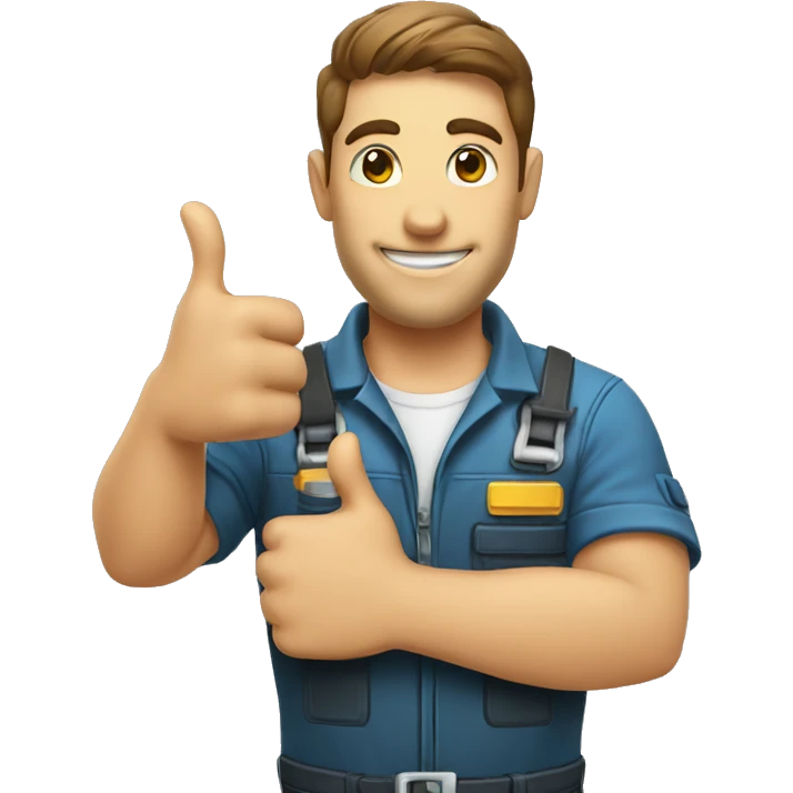 mechanic with 5 Fingers thumbs Up emoji