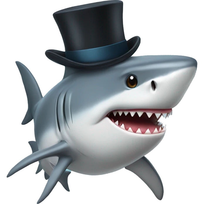 Shark with a top hat emoji