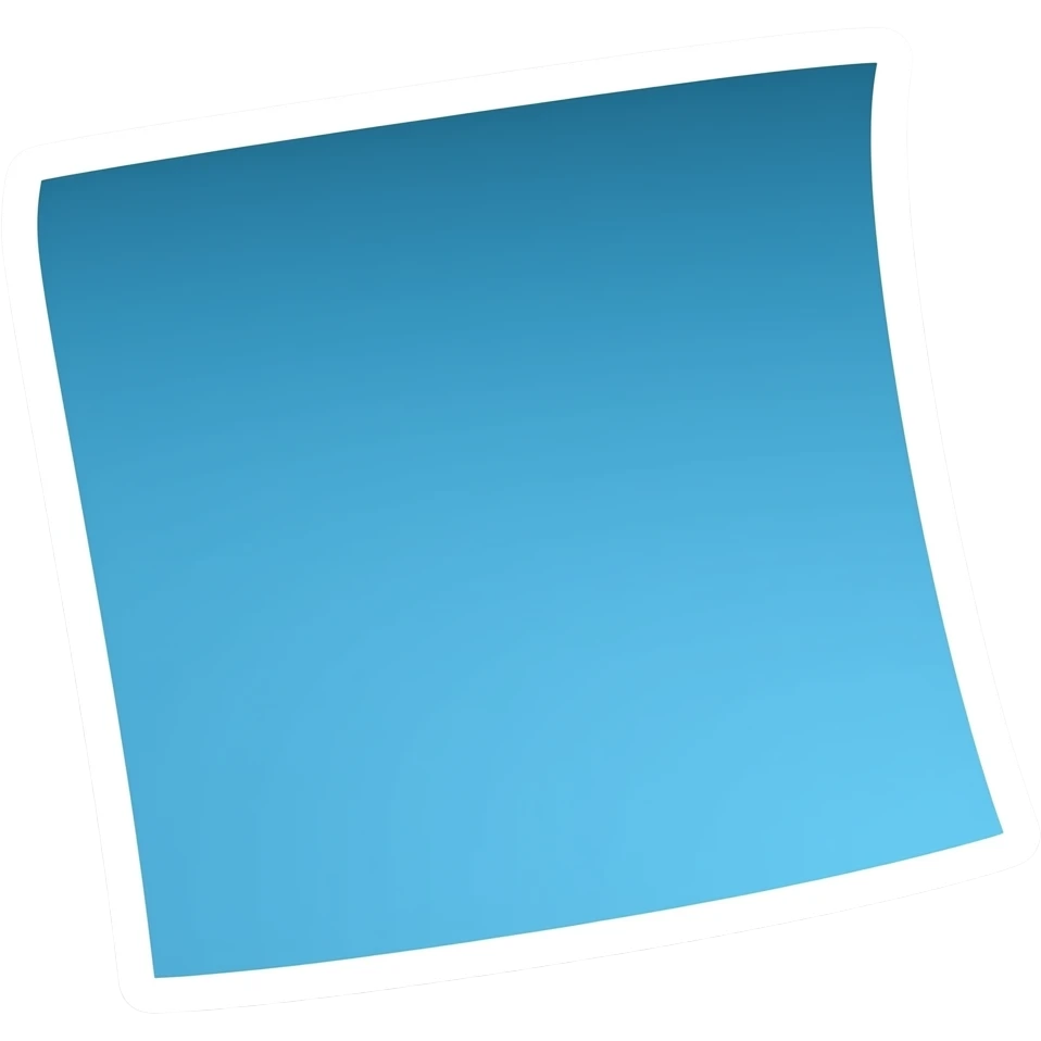 Simple and minimalistic sticker of a blue sticky note, white outline, smooth gradients or solid colours emoji