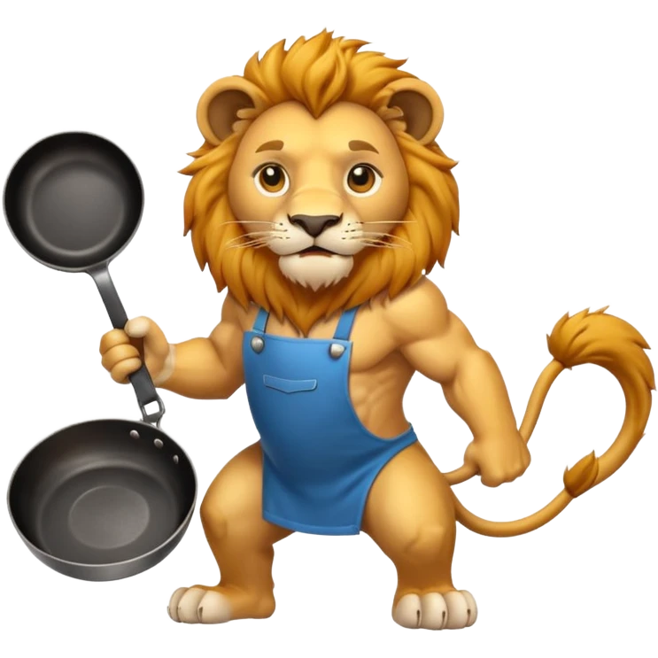 Lion holding frying pan emoji