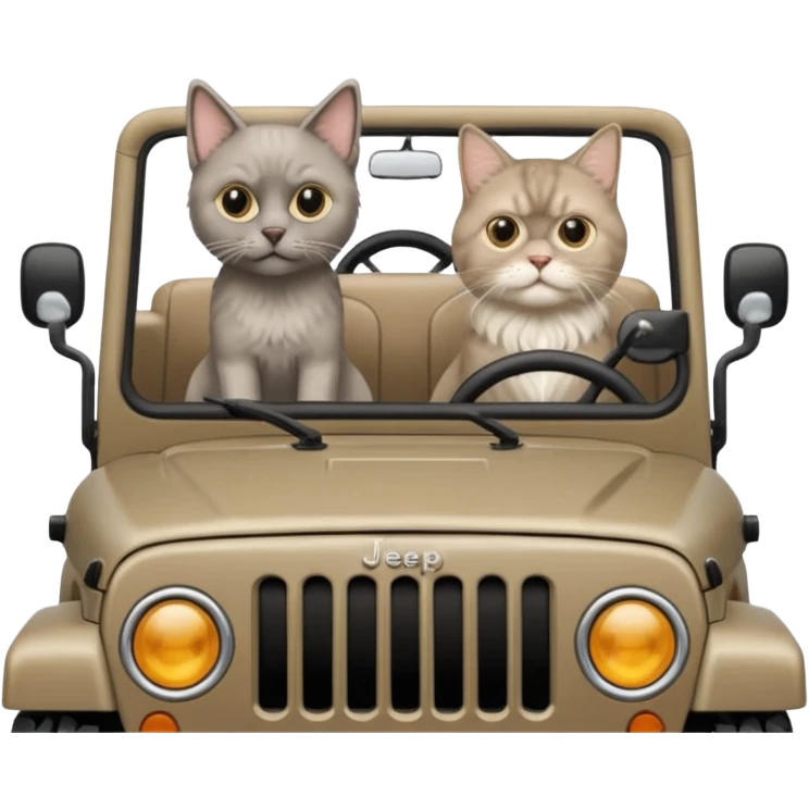 Weimaraner and Persian cat both in a jeep  emoji