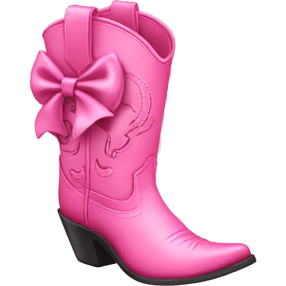 Coquette pink cowboy boot with bow emoji