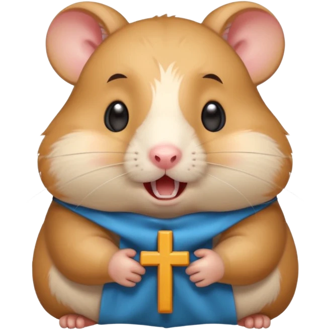 хомяк с испуганной мордочкой и открытой пастью держит крест emoji