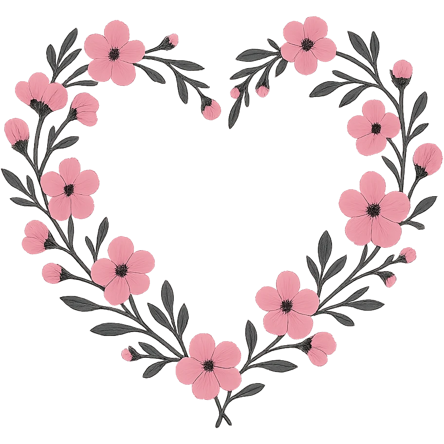 pink black wreath heart, remove background emoji