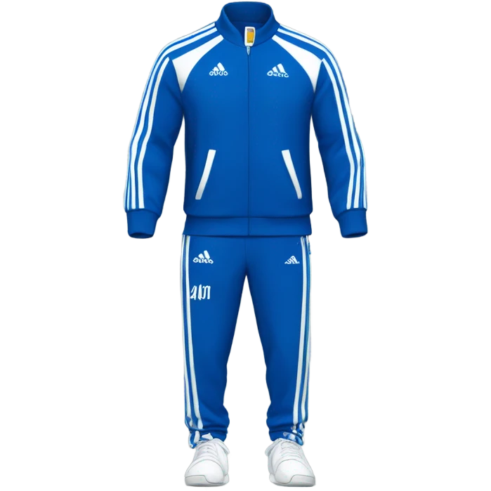 blue adidas sweat suit with white stripes emoji