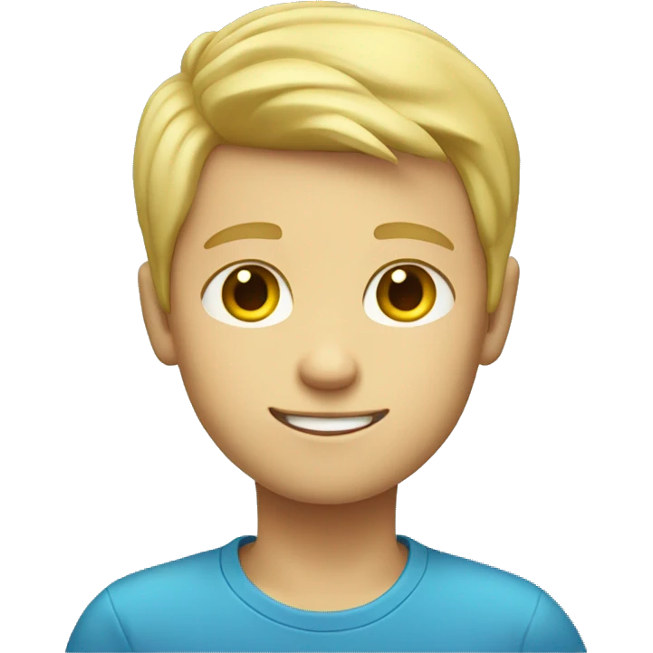 blonde hair blue eyes boy with a yellow shirt emoji