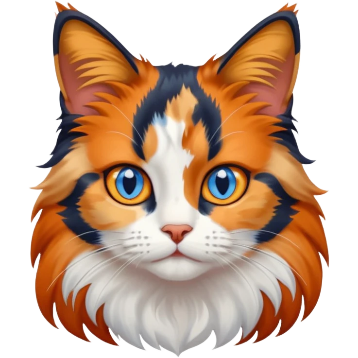 longhair calico cat with blue eyes emoji