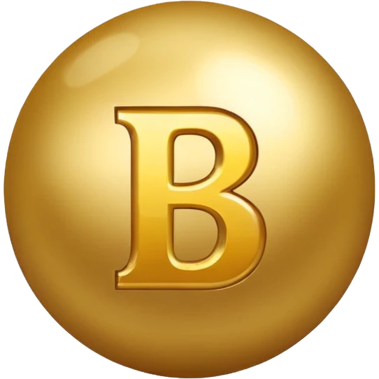 Create a golden ball emote using the initials B, E. From Belle Essence (name of a clothing shop) emoji