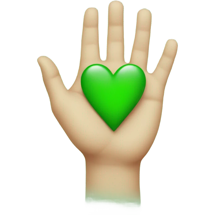 Hand heart with green heart in the middle  emoji