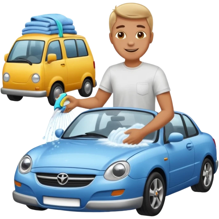 man washing a car on the street emoji