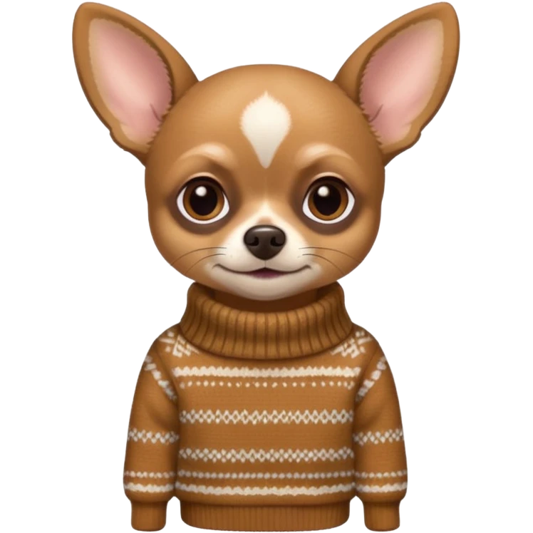 
 deer-head chihuahua sitting wearing a sweater emoji
