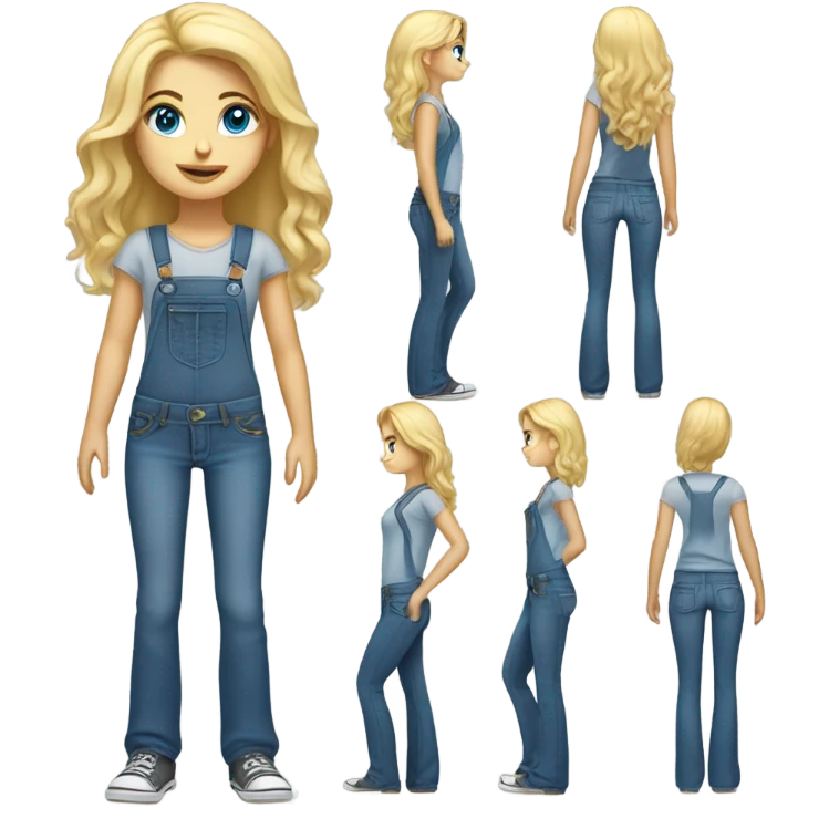 Blonde girl, redneck, bootcut jeans, full body, blue eyes emoji