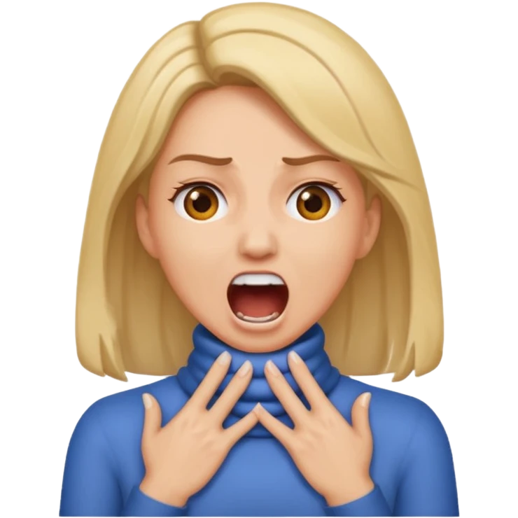 woman screaming with hands on neck croased emoji