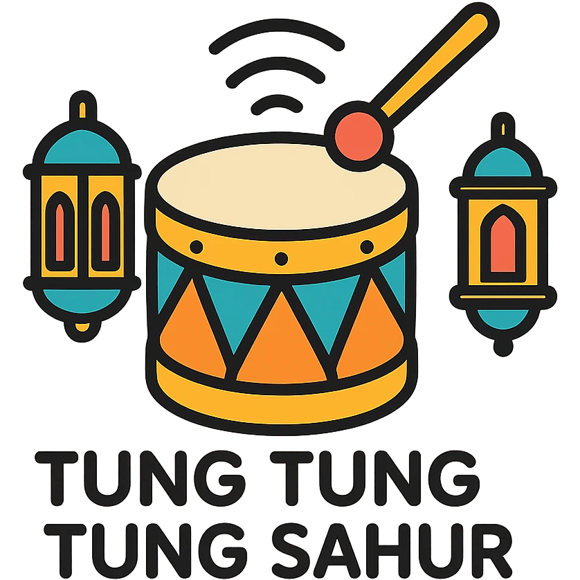 colorful icon of a drum with sound waves and Ramadan lanterns, representing 'tung tung tung sahur' emoji