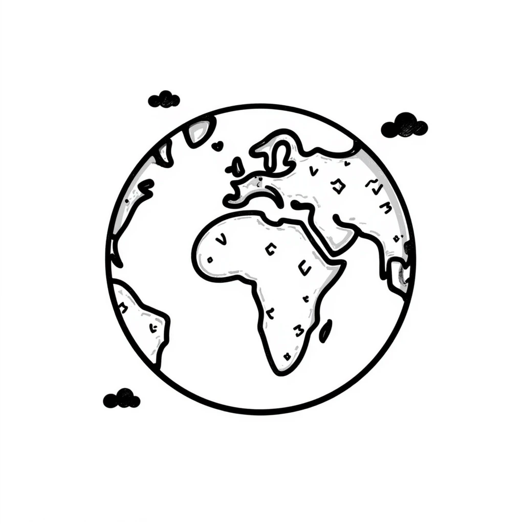 earth globe, hand drawn doodle style emoji