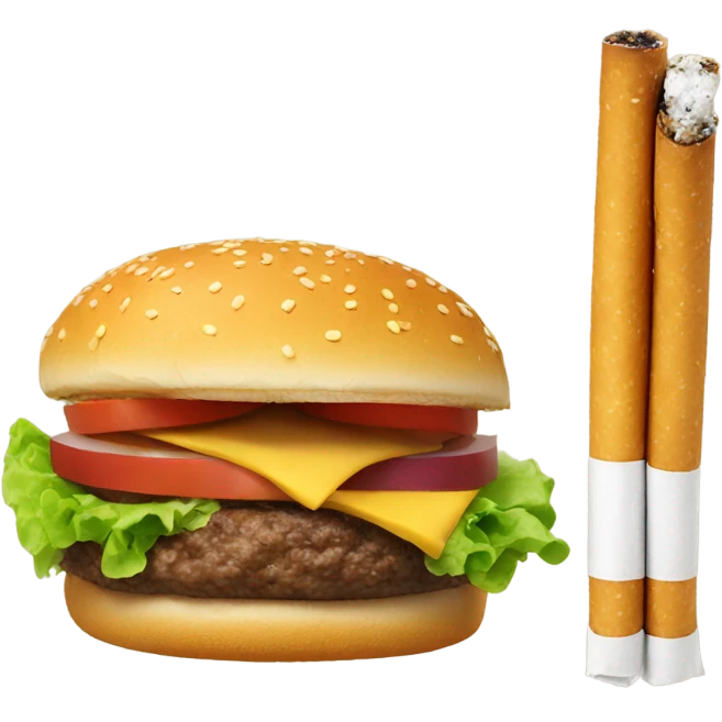 Cigarette smoking a hamburger emoji