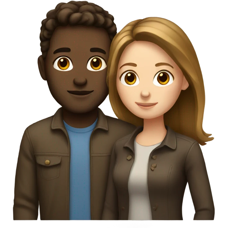 White couple with brown hair  emoji