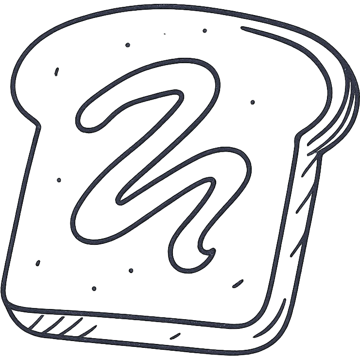 a piece of bread with mayonnaise emoji