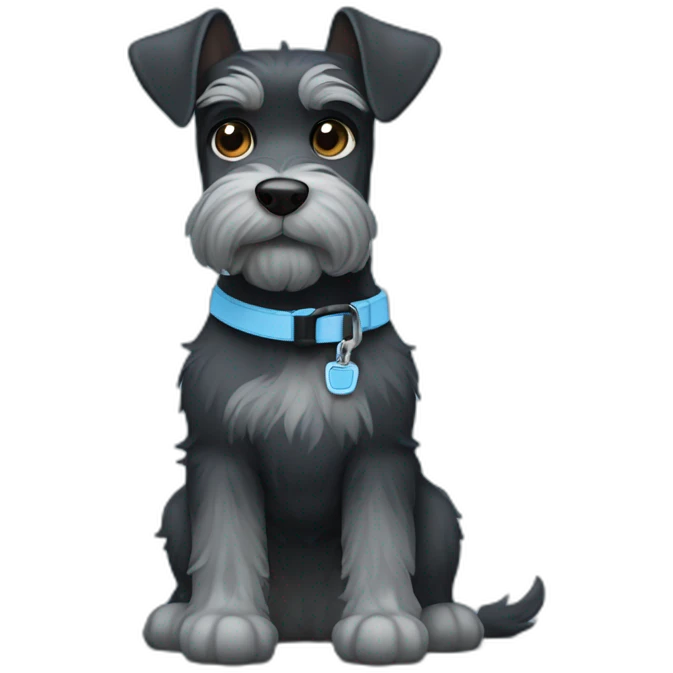 zoom face dark schnauzer with light blue leash emoji