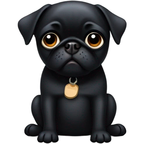 Black pug  and the words  “I’m sorry” emoji