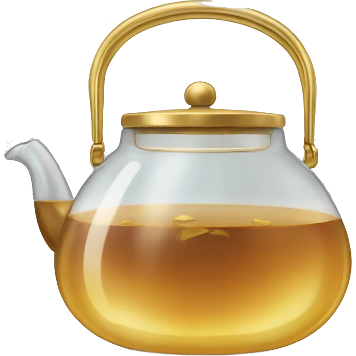 glass tea kettle with gold tea emoji