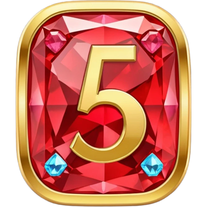 A paid subscription icon featuring red emeralds and gems with the number 5 on it. emoji