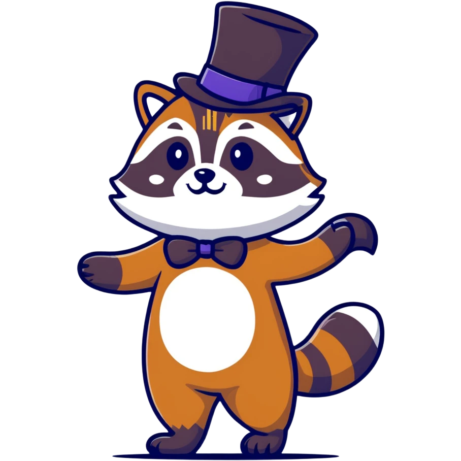 raccoon tipping top hat emoji
