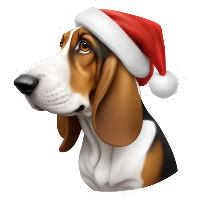 Cute basset hound dog with Santa hat  emoji