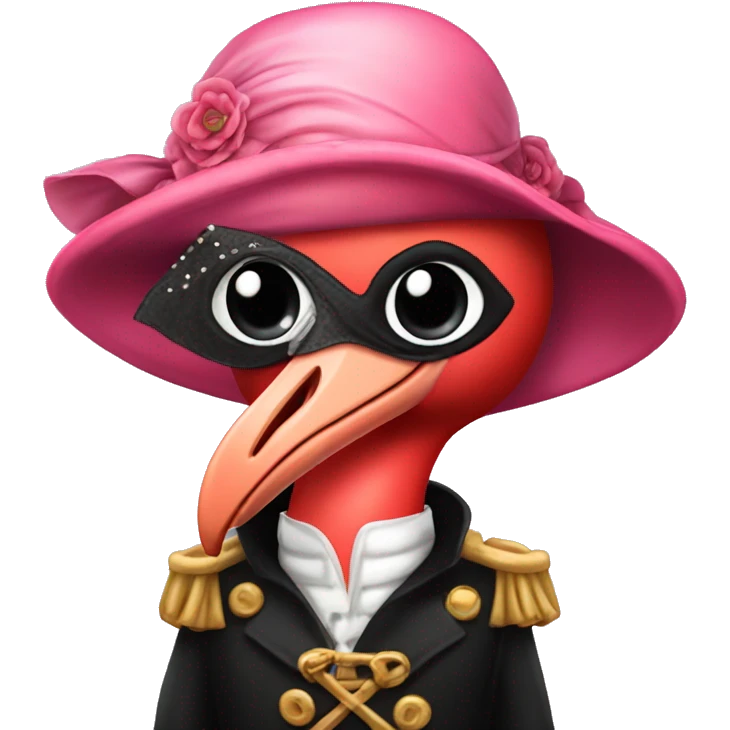 Flamingo in pirate outfit with eye patch and wedding veil emoji