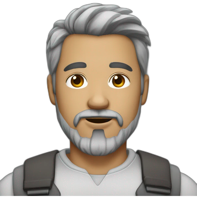 40 year old man with a large goatee, dark brown hair mixed with gray hair emoji