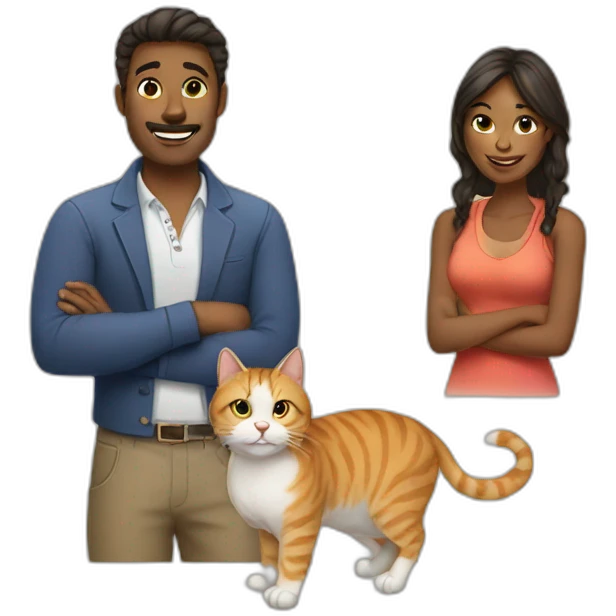 Man woman and cats emoji