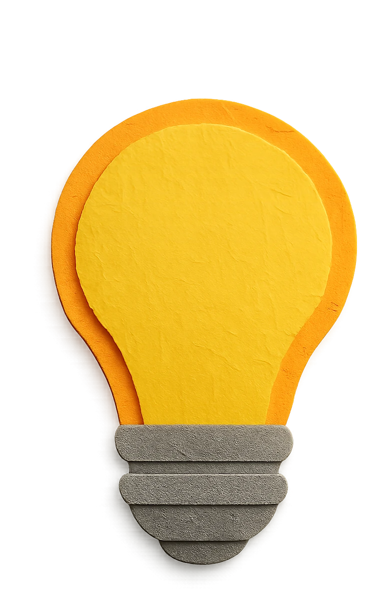 smart lightbulb, layered paper, soft shadows emoji