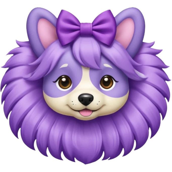 Hair bow on a purple dog emoji