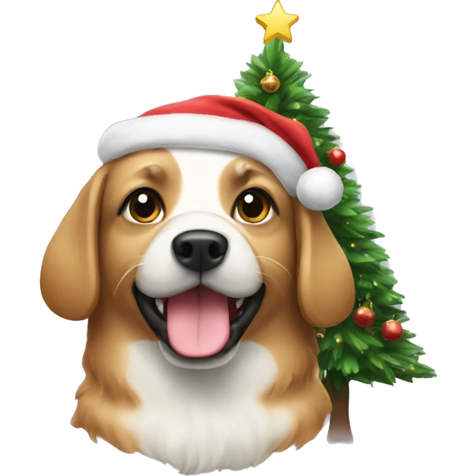 dog with christmas tree emoji