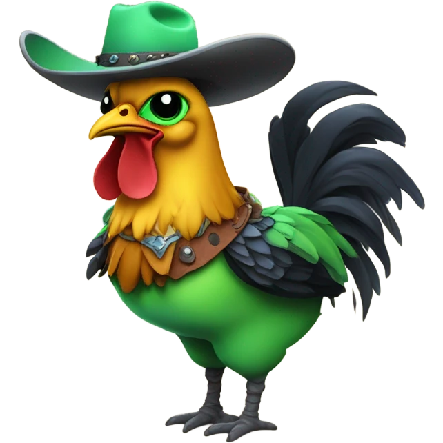 alien riding a chicken with a cowboy hat emoji