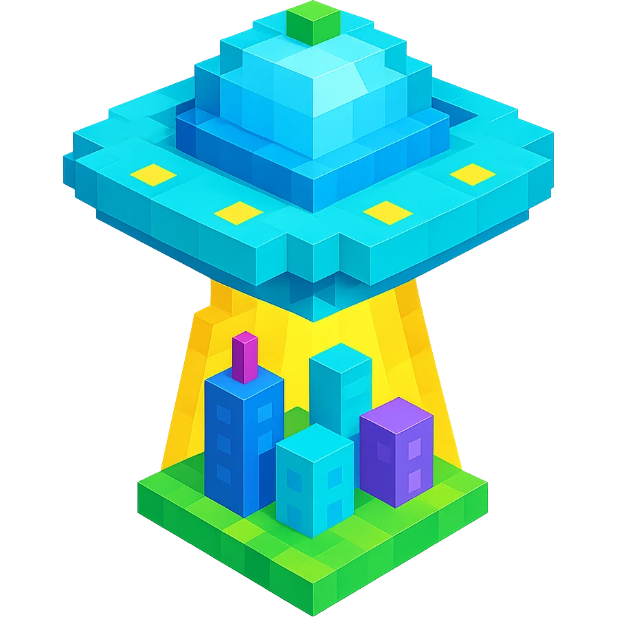 UFO plate with a futuristic city below emoji