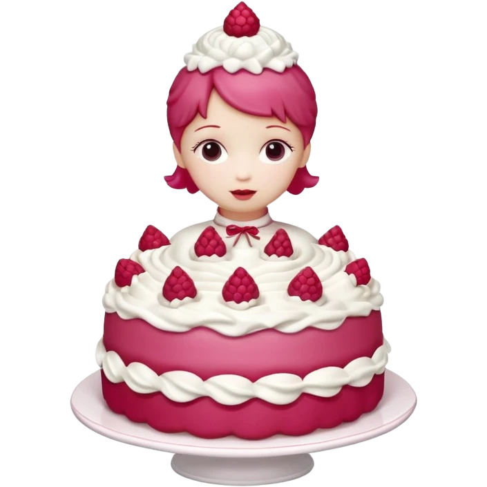 Isolated detaile illustration incredibly adorable modern raspberry torte doll figurine emoji