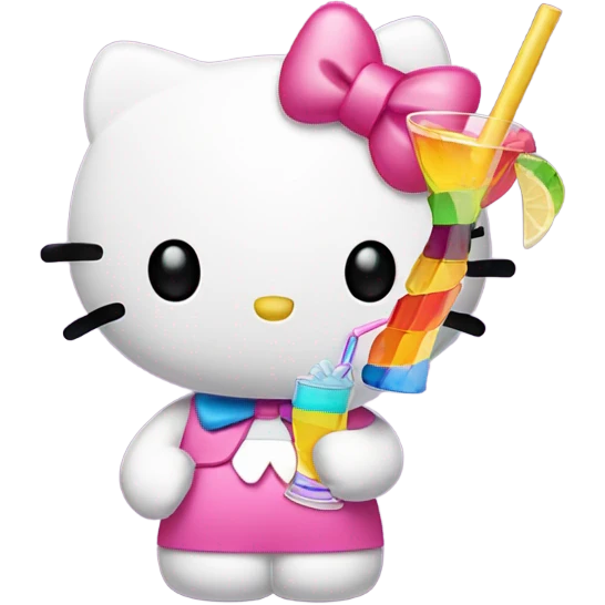 hello kitty with drink emoji
