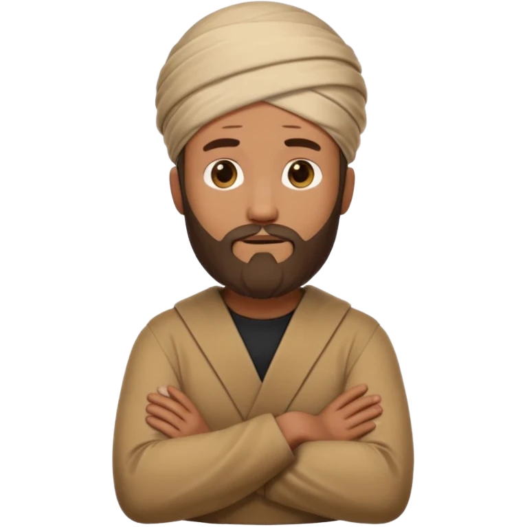 fullbody Pharisee, arms crossed, looking up thoughtfully, head covering, emoji style emoji